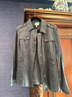 Armani Collezioni Light Blue Pinstripe Shirt Jacket